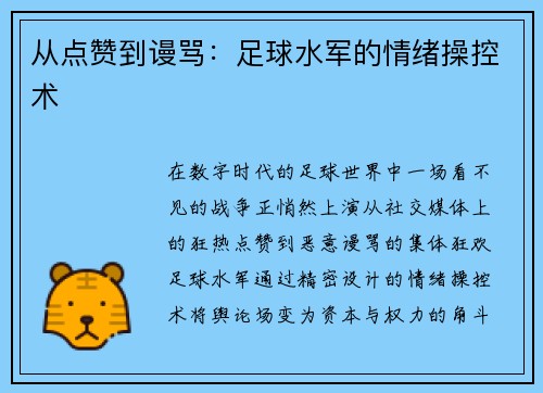 从点赞到谩骂：足球水军的情绪操控术
