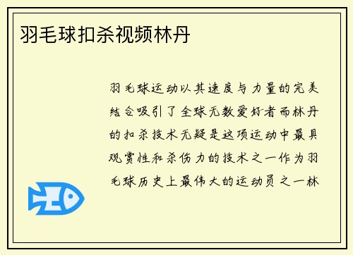 羽毛球扣杀视频林丹